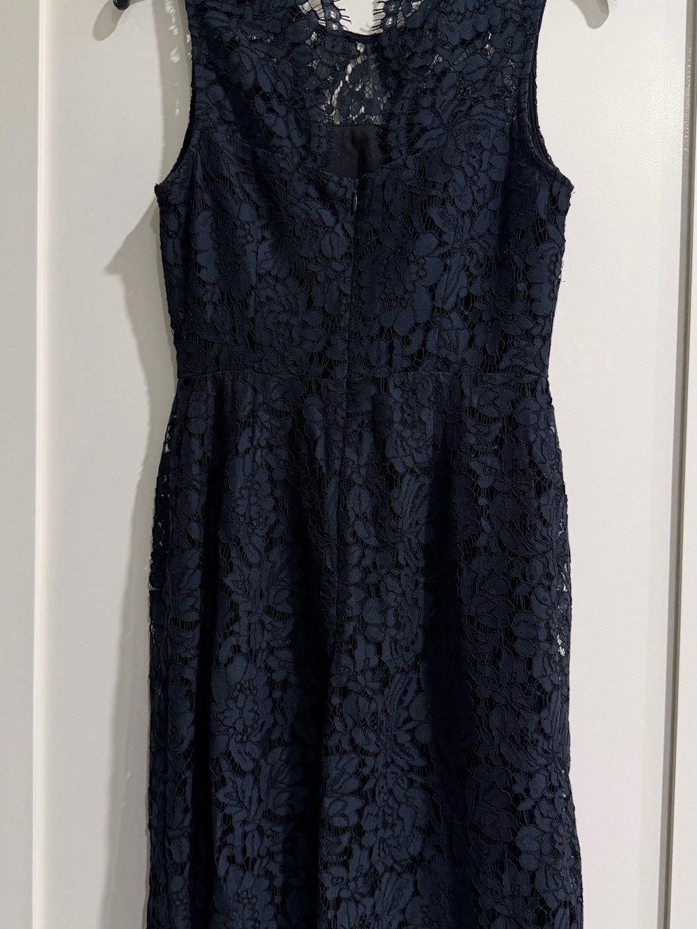Sleeveless Navy Lace A-Line Dress
